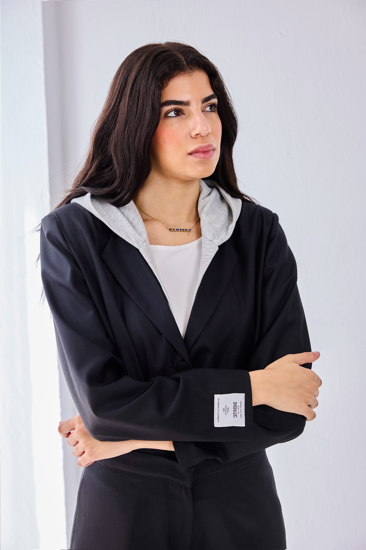 Cropped Layered Blazer - BLACK