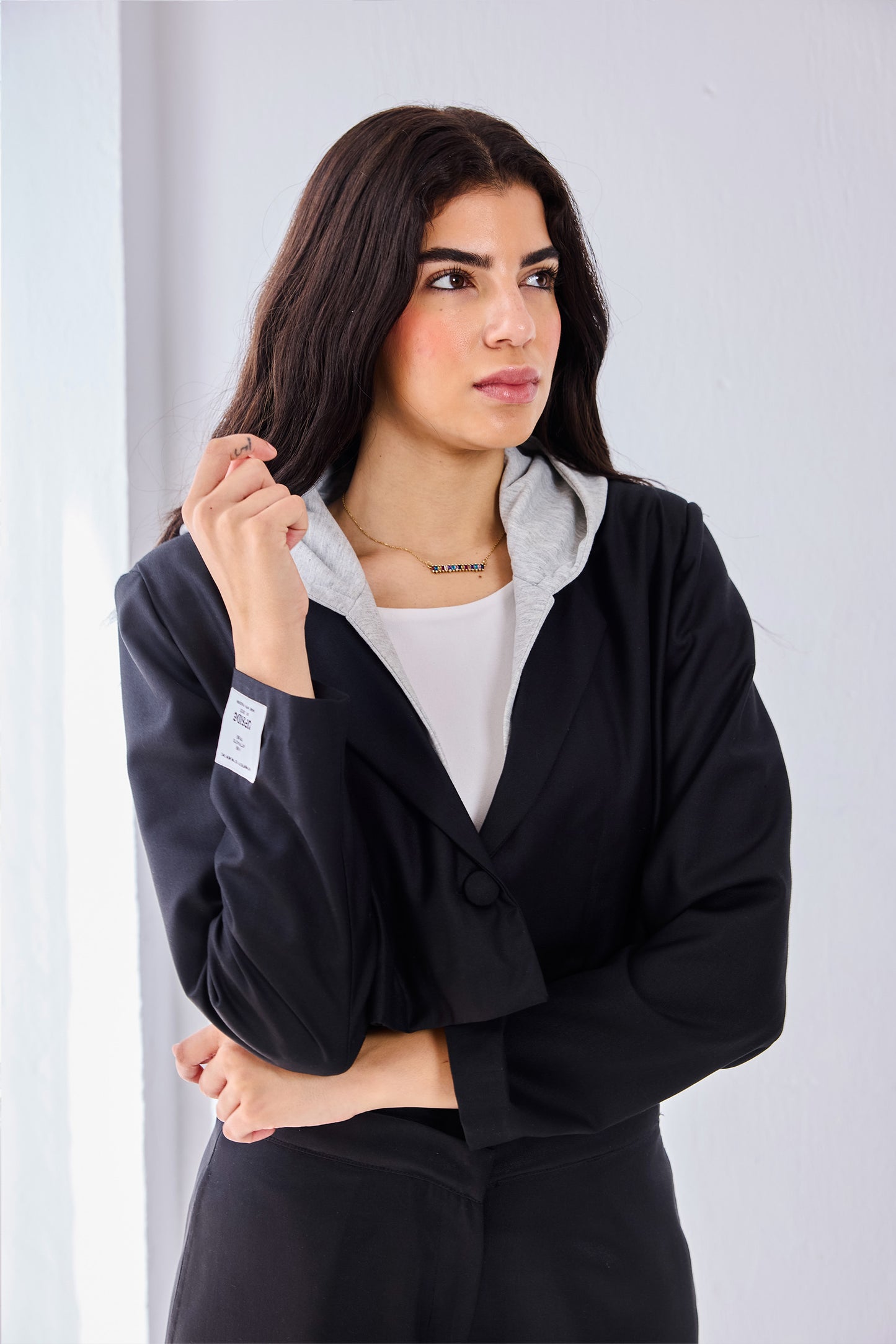 Cropped Layered Blazer - BLACK