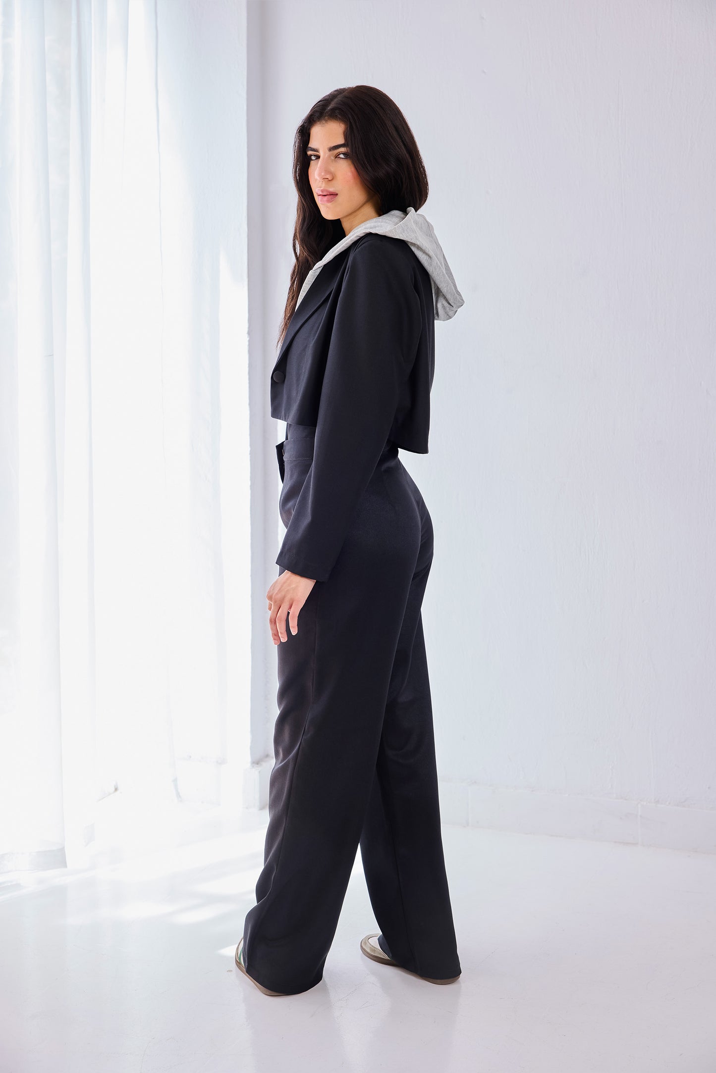 Cropped Layered Blazer - BLACK