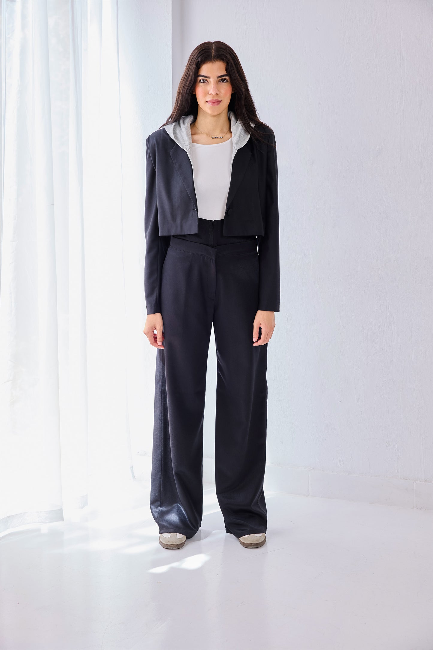 Cropped Layered Blazer - BLACK
