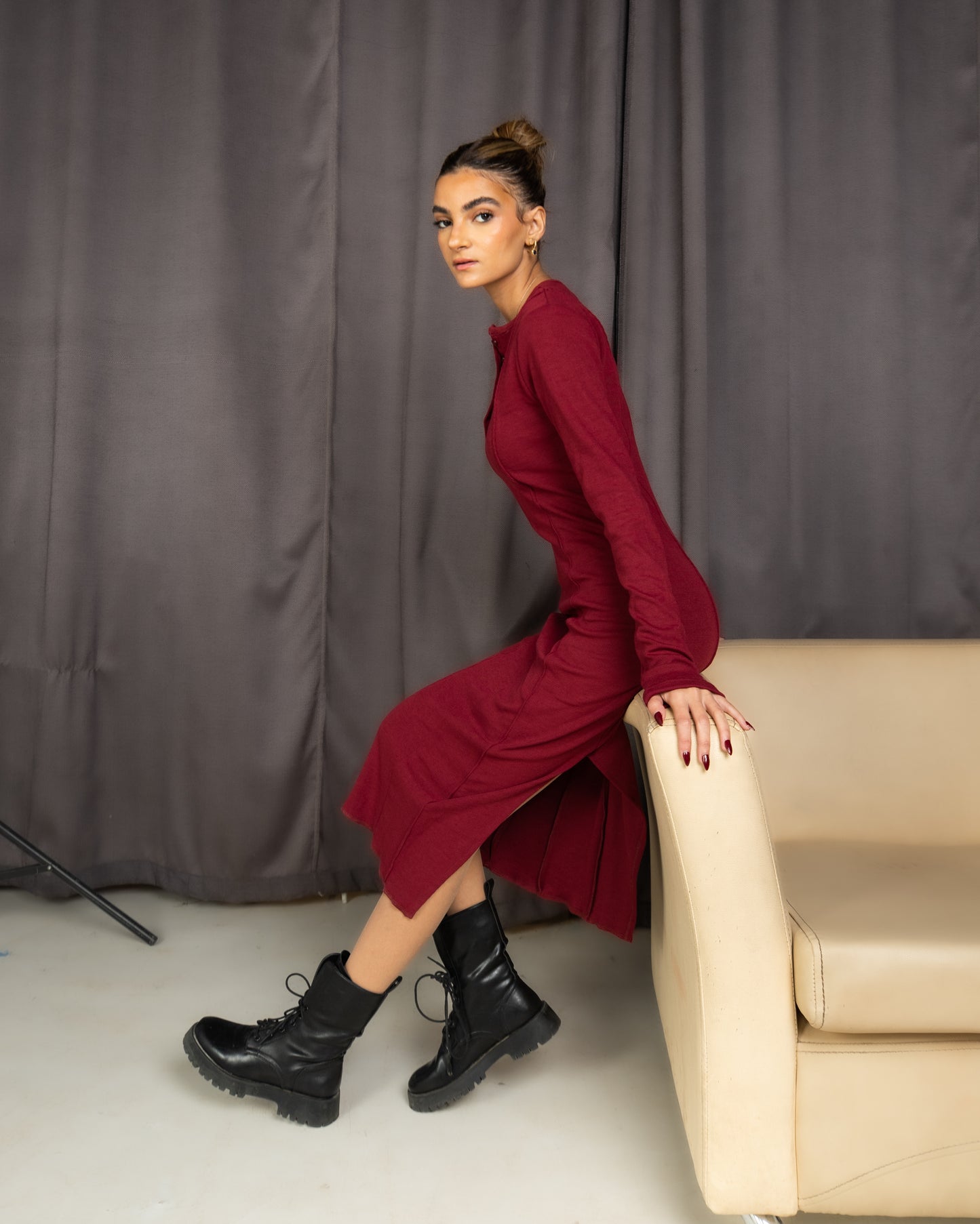 Perfect Tee Dress - BURGUNDY