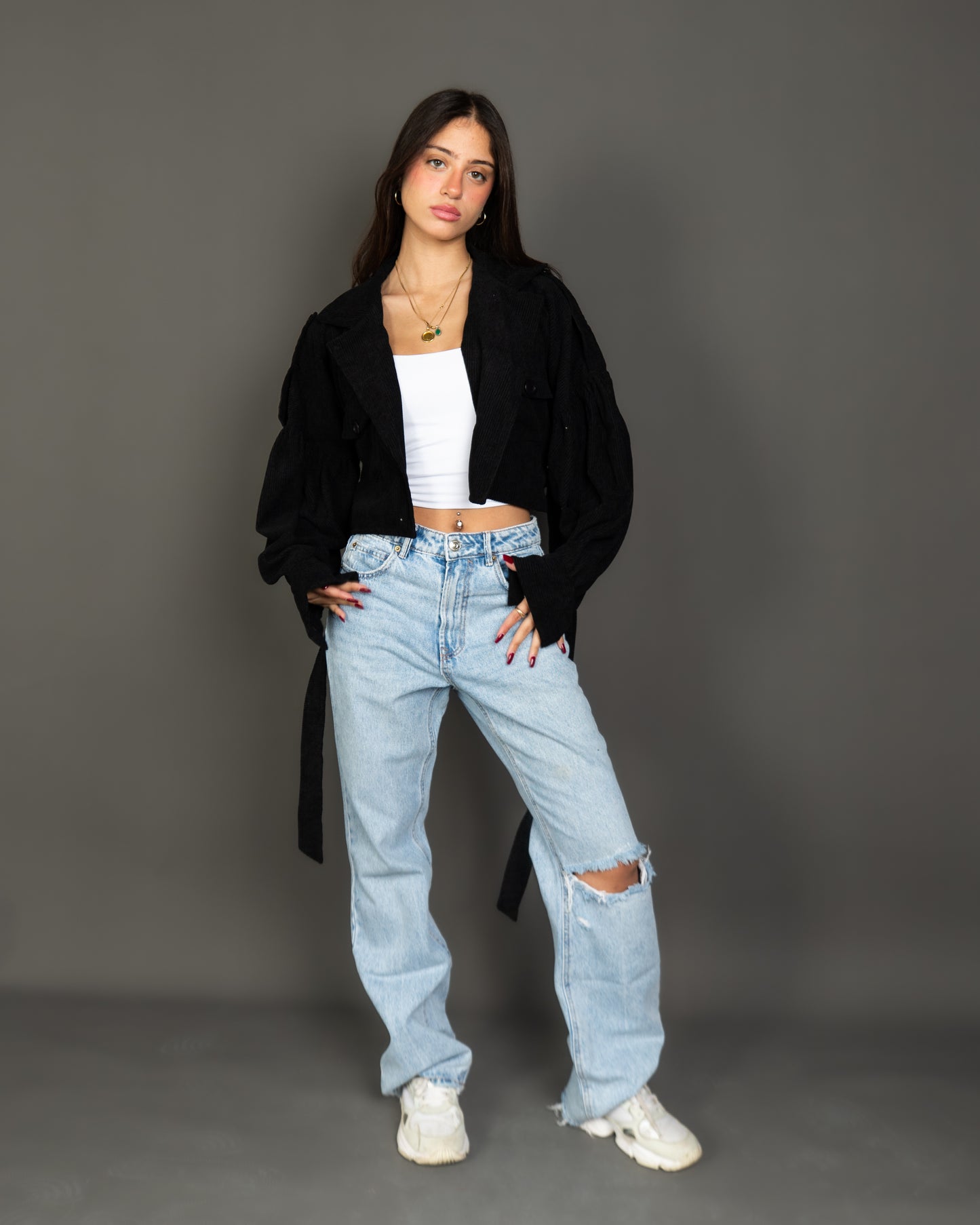 Cloud Cropped Jacket - BLACK
