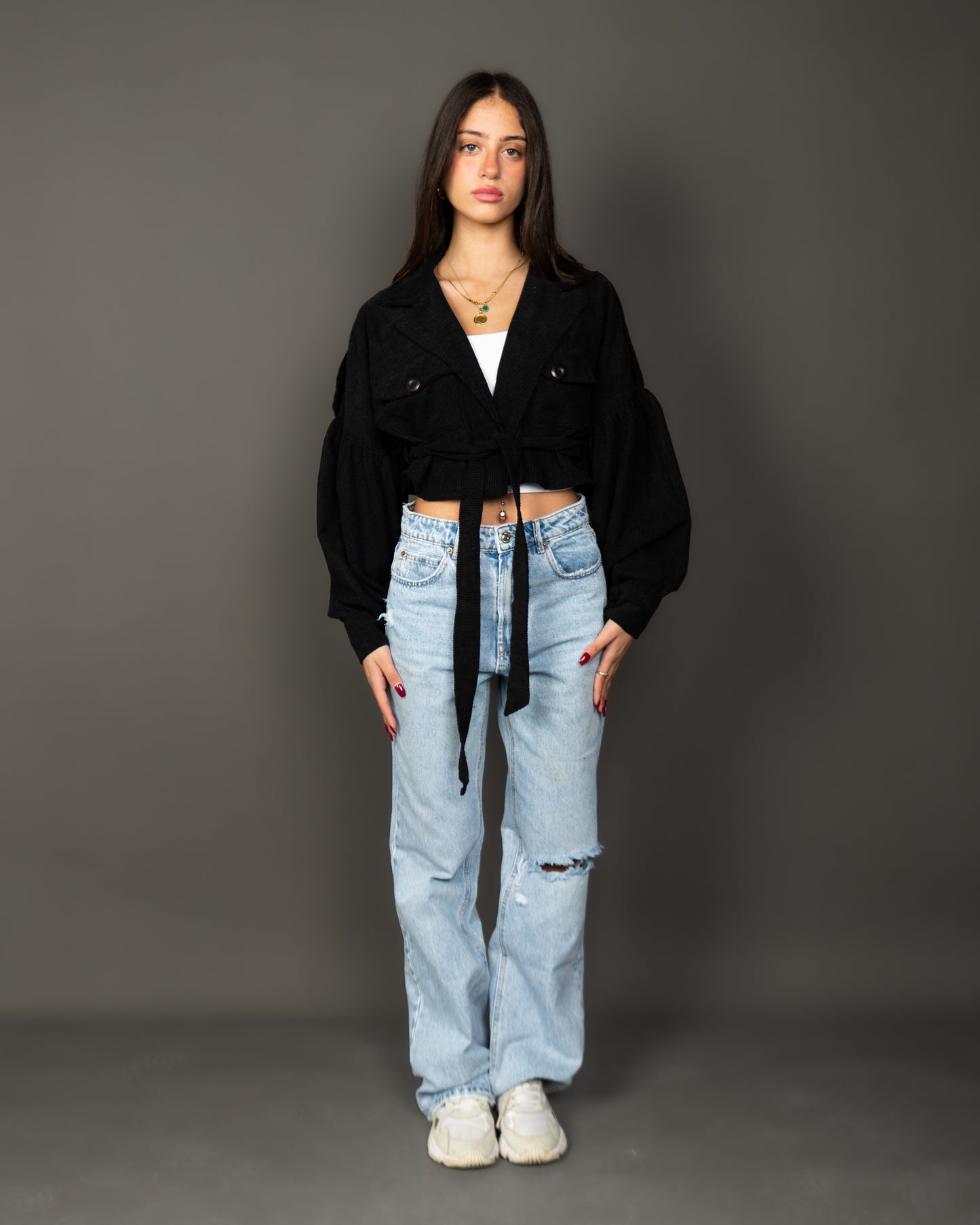 Cloud Cropped Jacket - BLACK