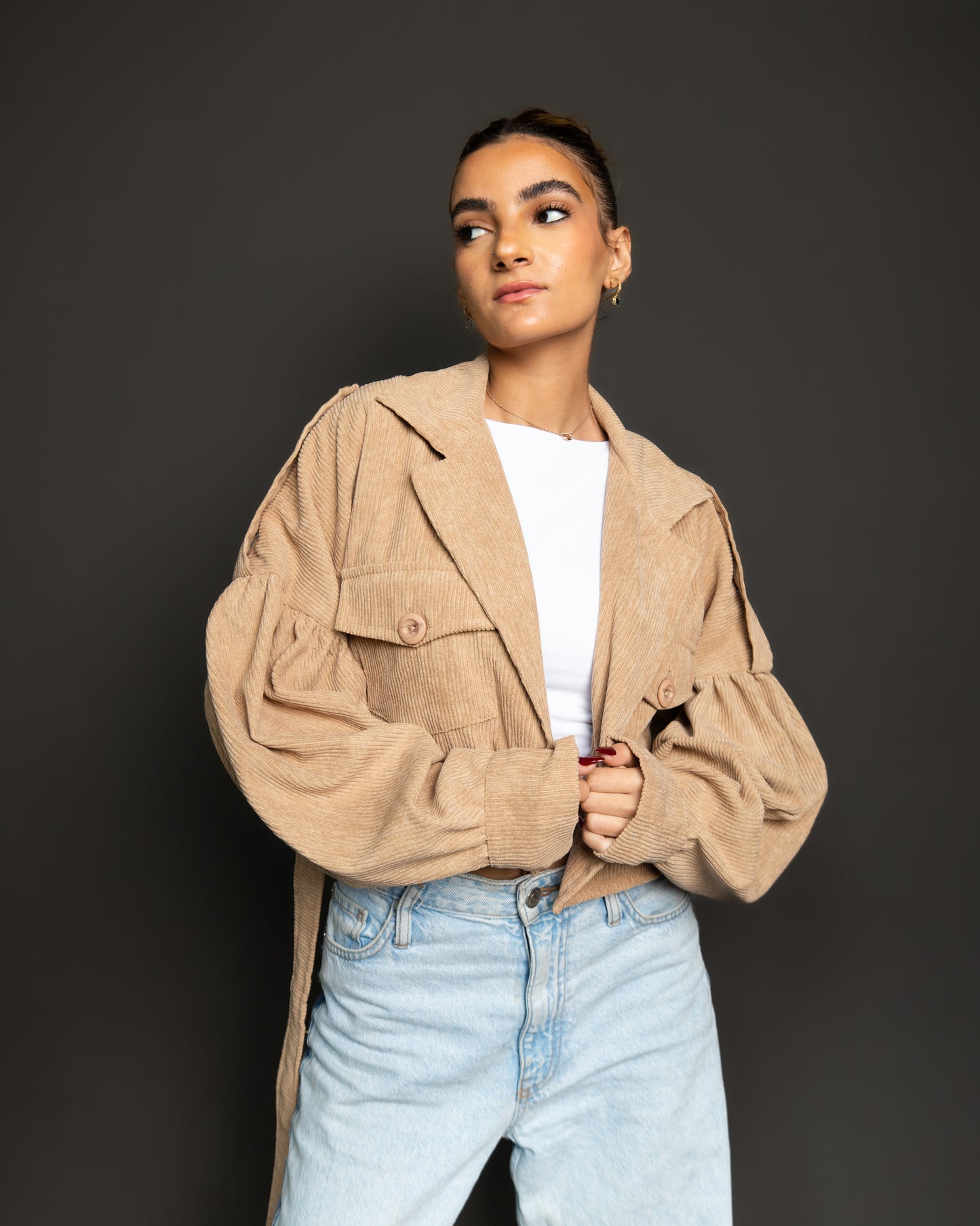 Cloud Cropped Jacket - BEIGE