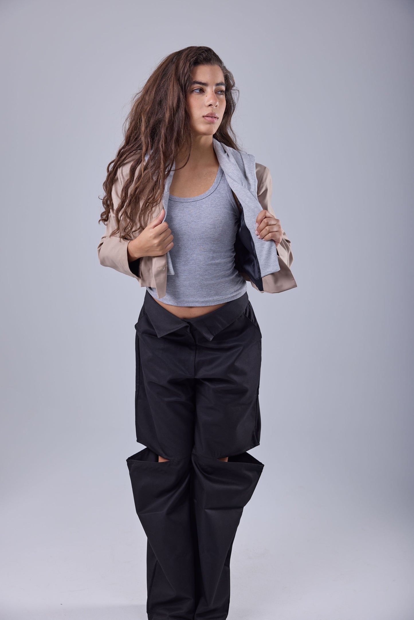 Signature Cropped Blazer - Beige