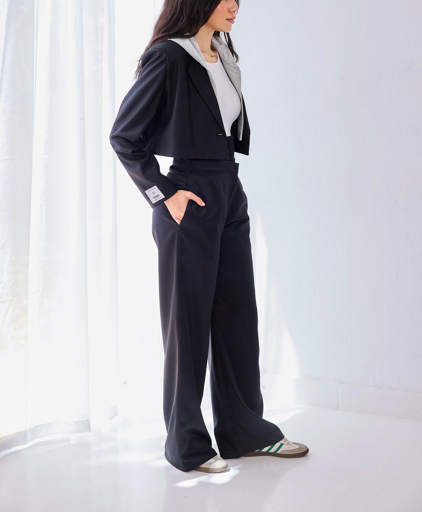 Cropped Layered Blazer - BLACK
