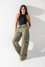 Uptown Sliced Pants - Olive