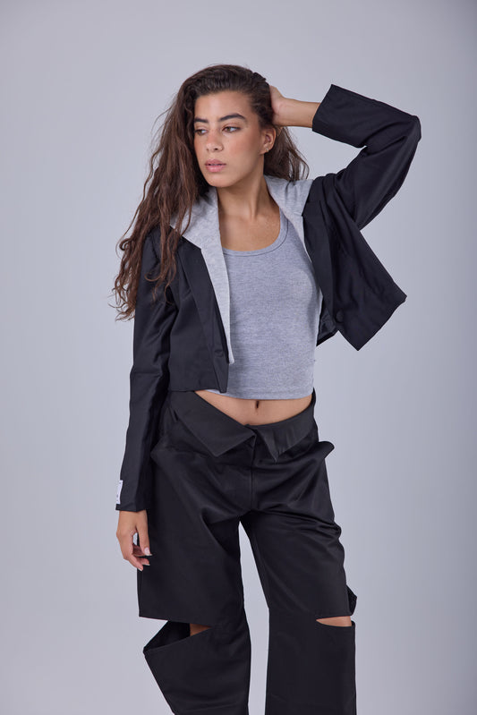 Signature Cropped Blazer - Black