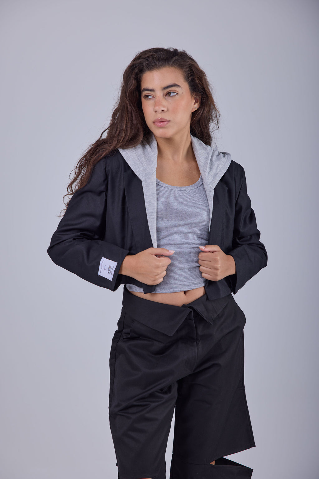 Signature Cropped Blazer - Black