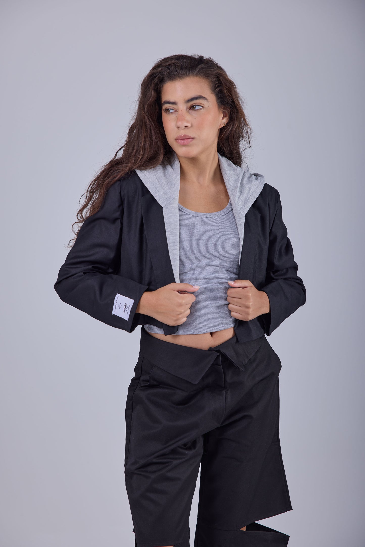 Signature Cropped Blazer - Black