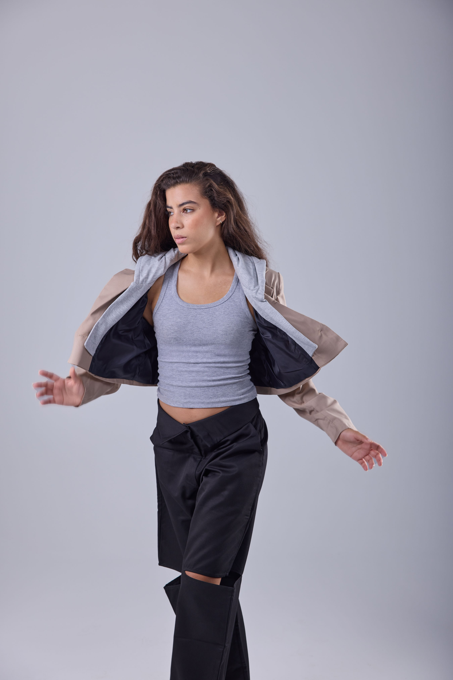 Signature Cropped Blazer - Beige