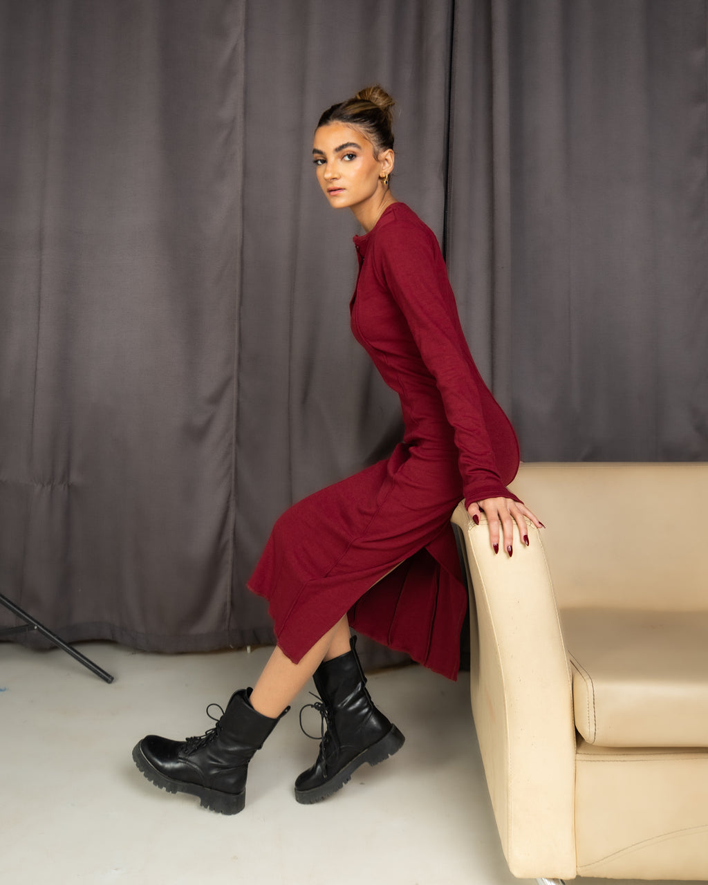 Perfect Tee Dress - BURGUNDY