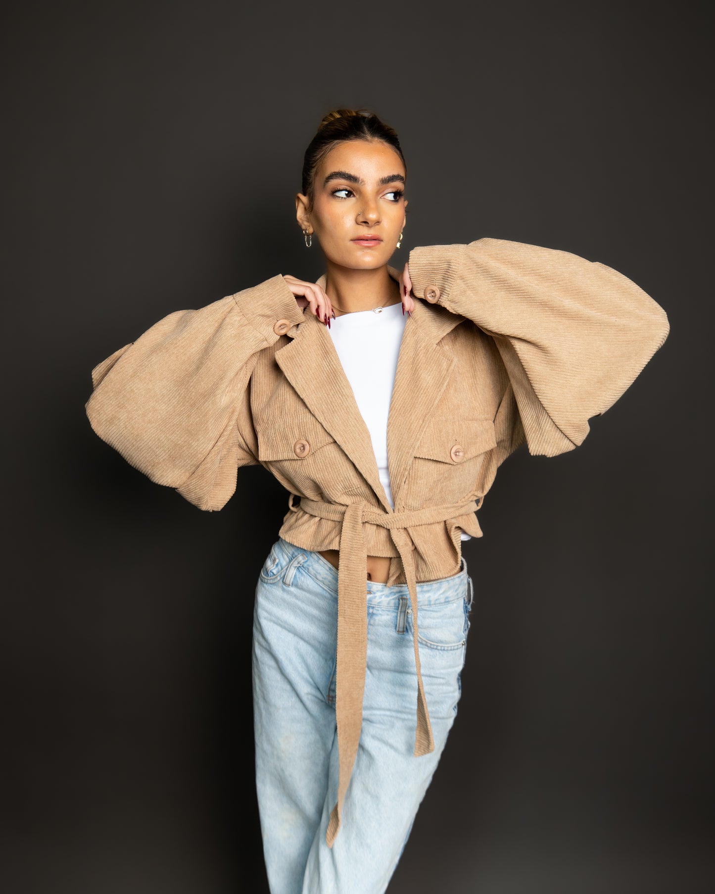 Cloud Cropped Jacket - BEIGE