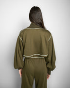 High V neck Cropped Top - OLIVE
