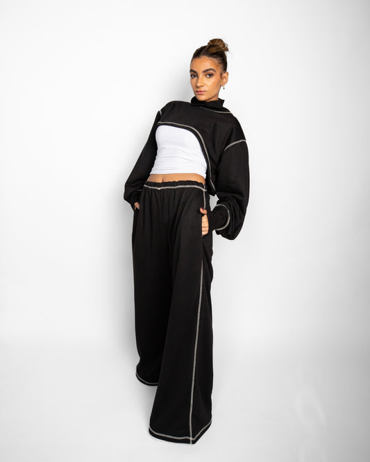 Go with the Flow Stitched Pants - BLACK