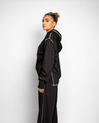 Asymmetrical Stitched Top - BLACK