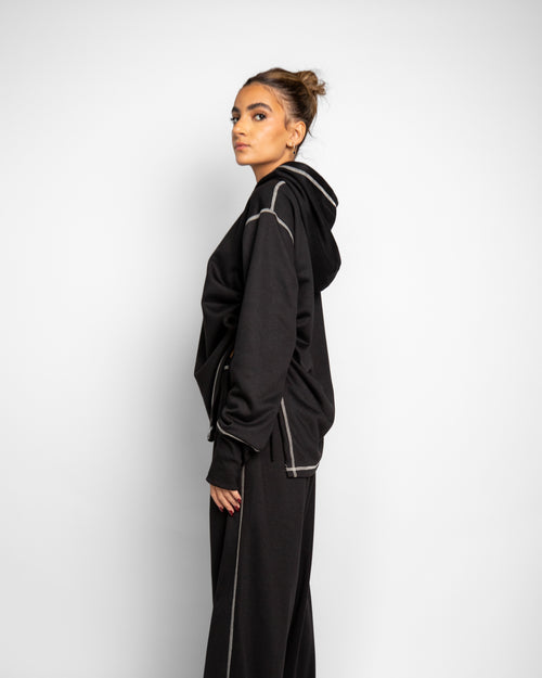Asymmetrical Stitched Top - BLACK