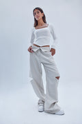 Uptown Sliced Pants - WHITE