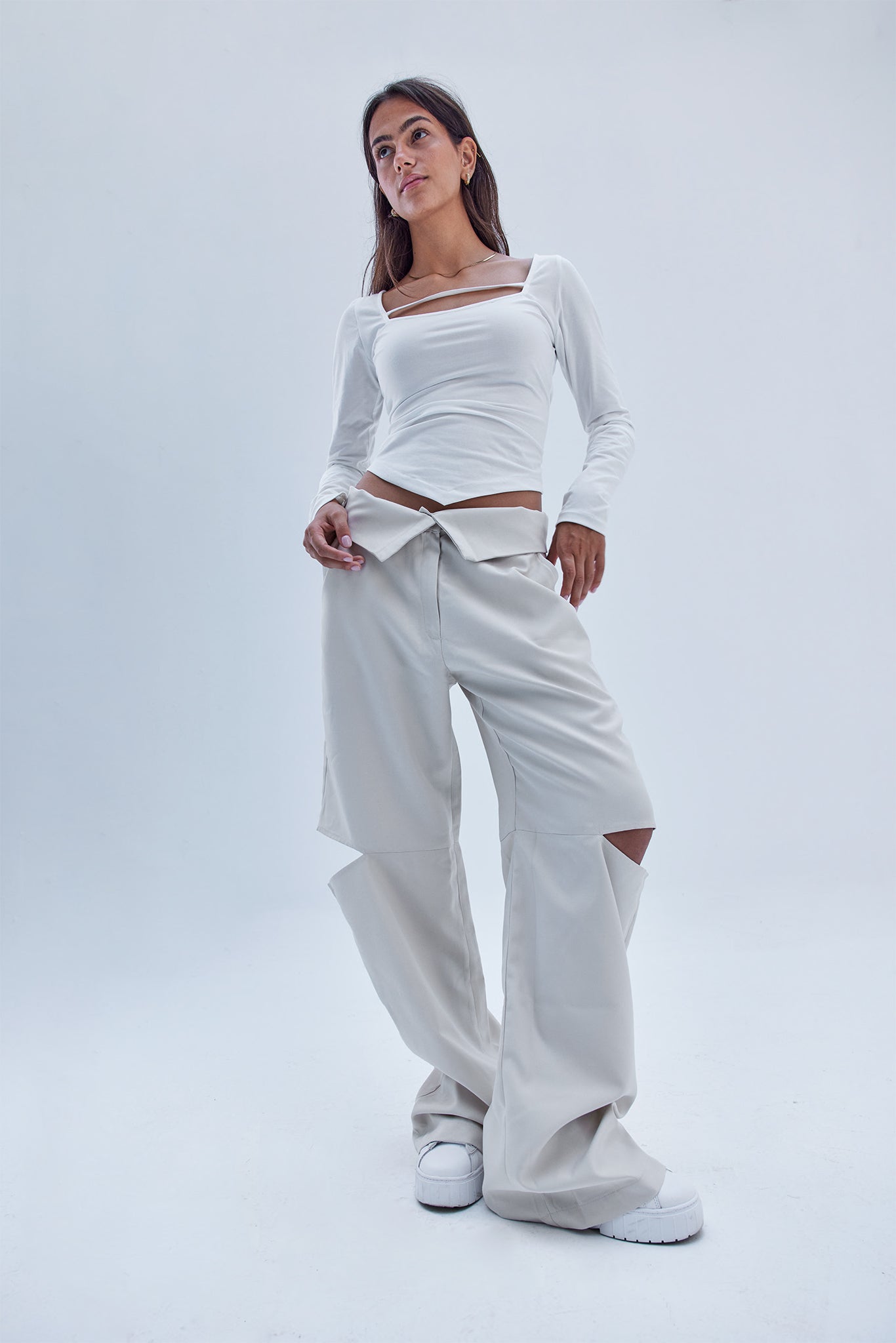 Uptown Sliced Pants - WHITE