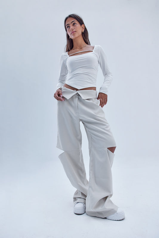Uptown Sliced Pants - OFF WHITE