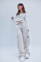 Uptown Sliced Pants - WHITE