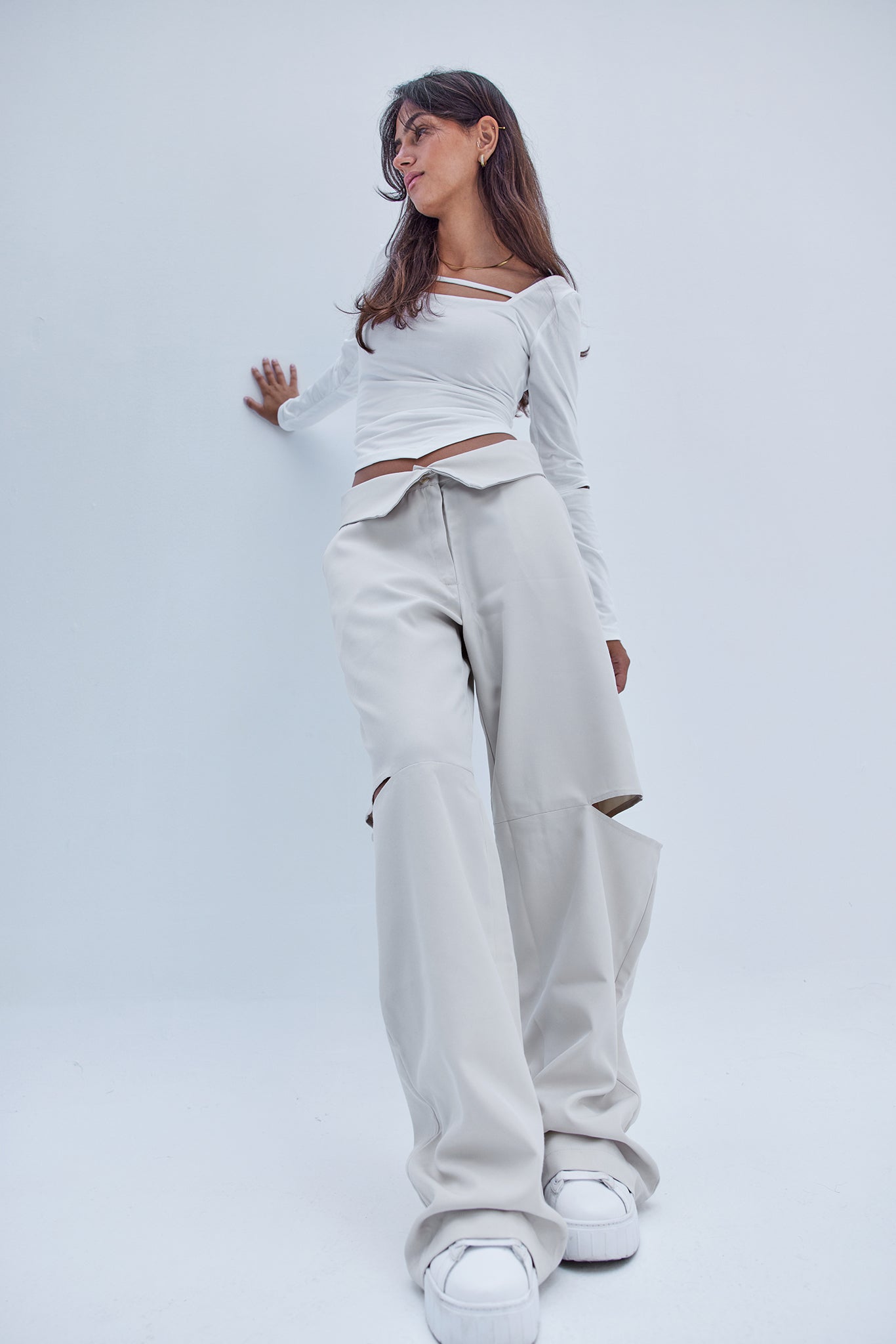 Uptown Sliced Pants - WHITE