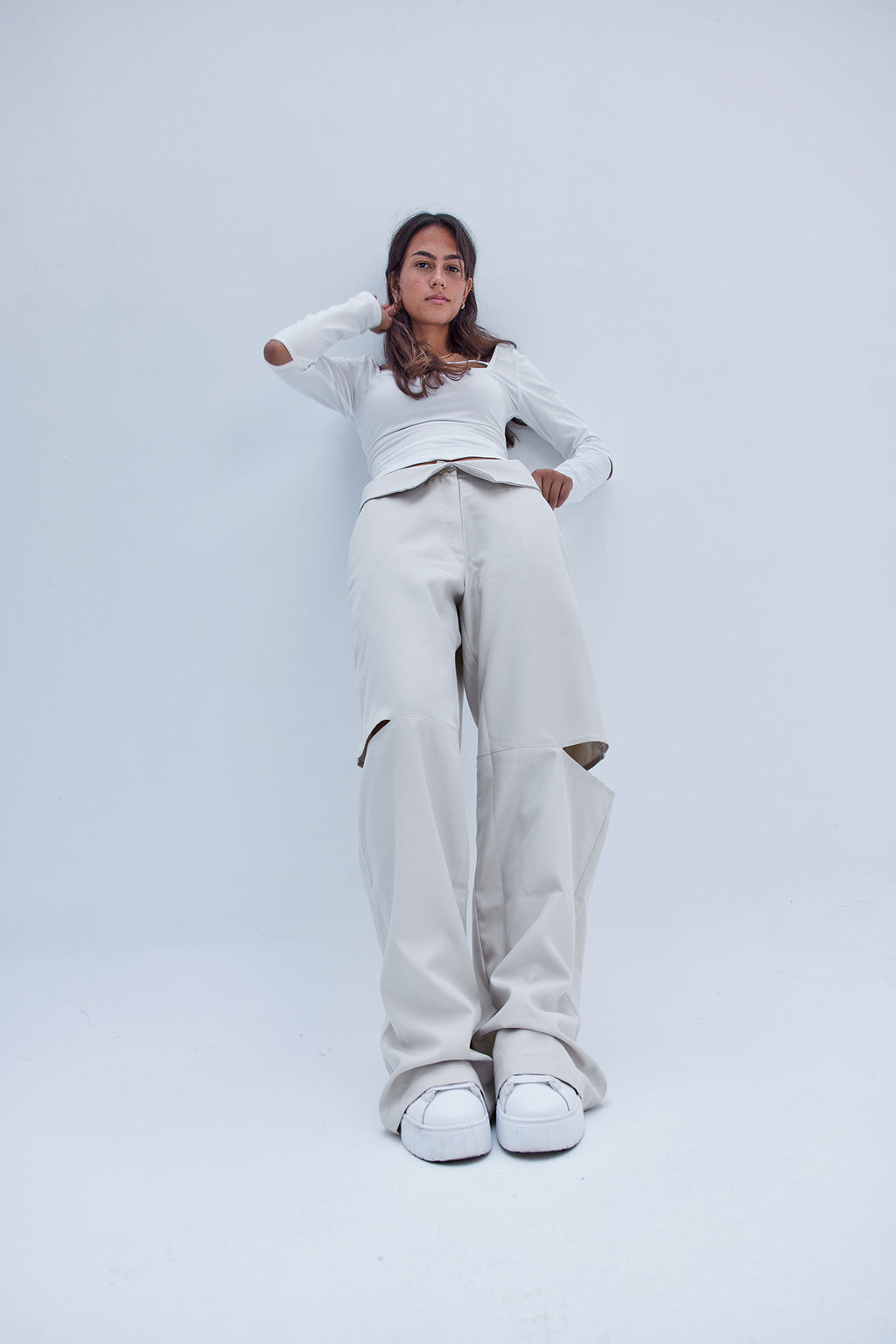 Uptown Sliced Pants - WHITE