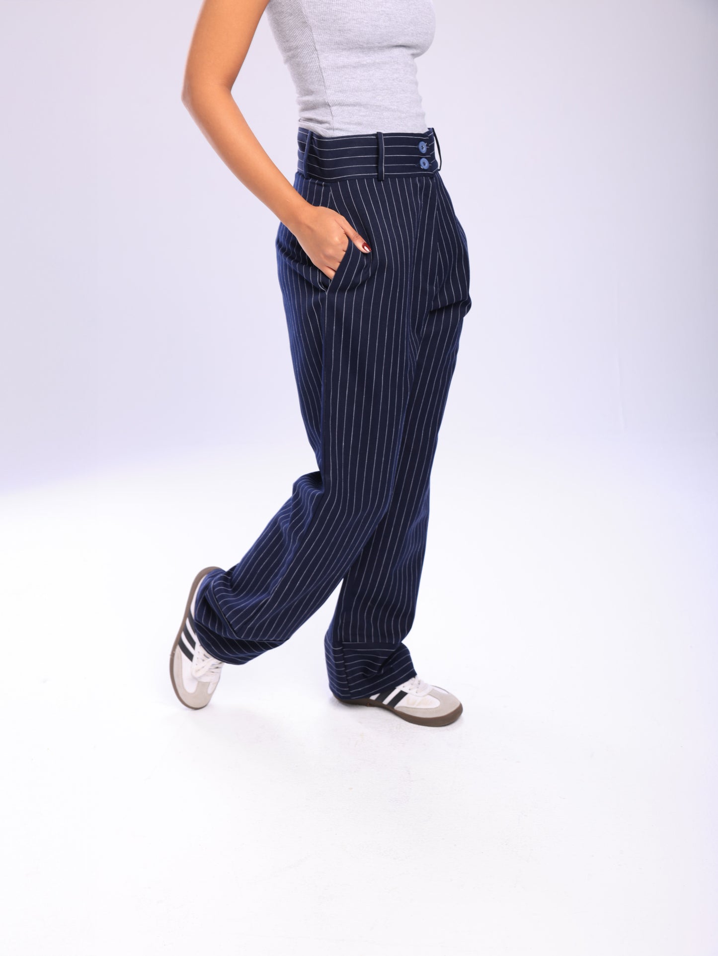 High Waisted Tailored Pants - Blue