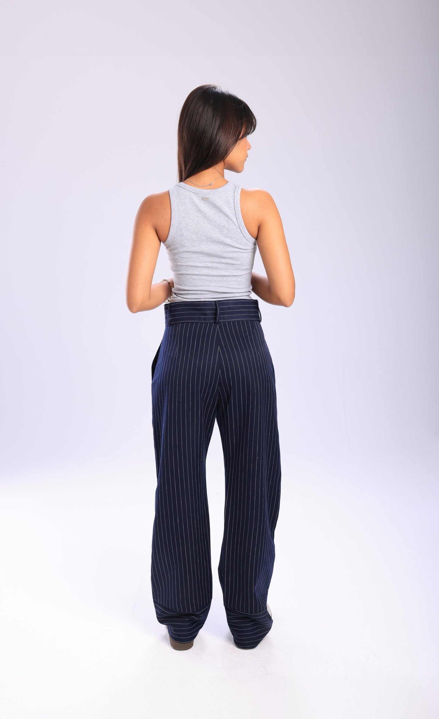 High Waisted Tailored Pants - Blue