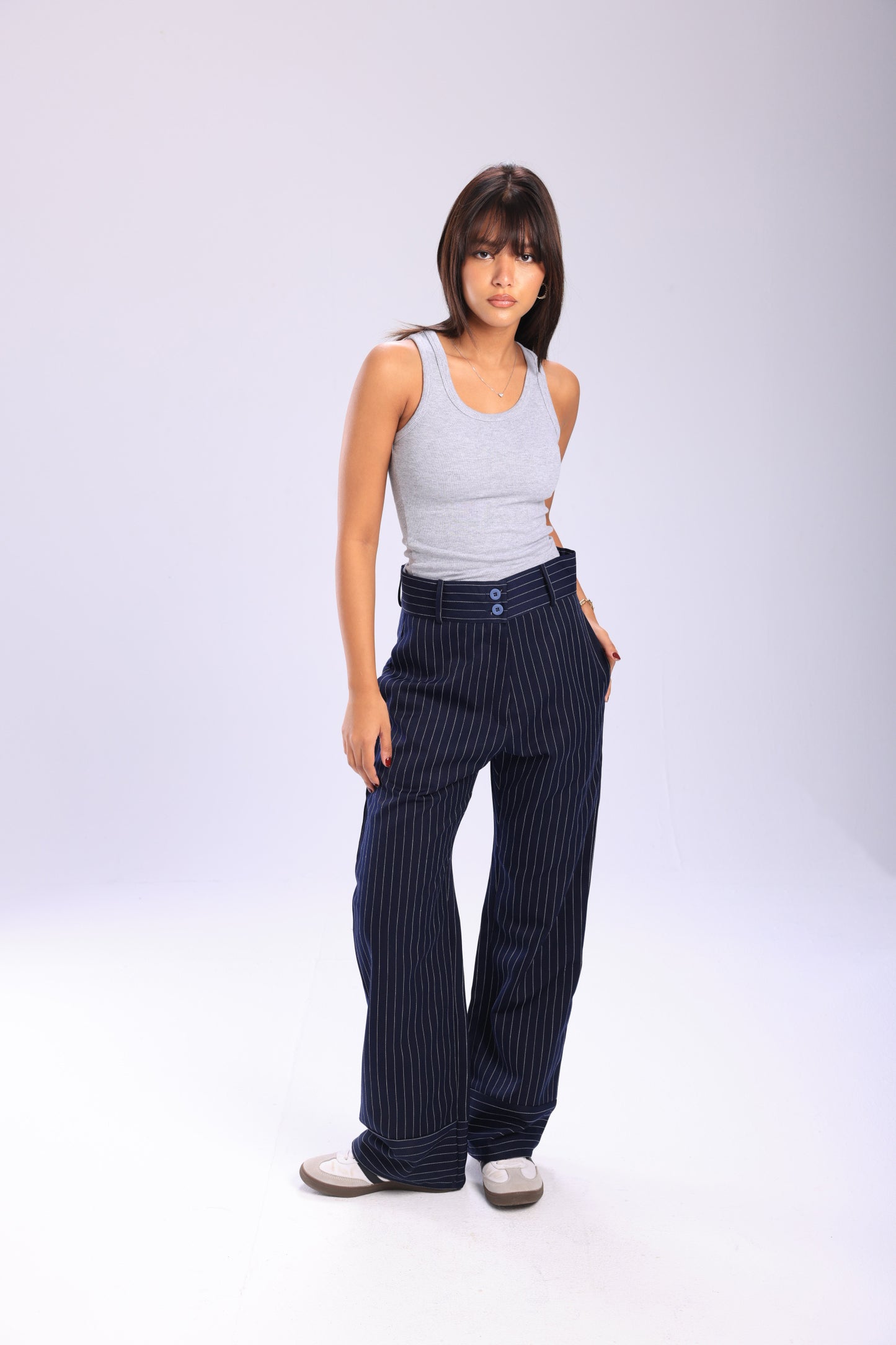 High Waisted Tailored Pants - Blue